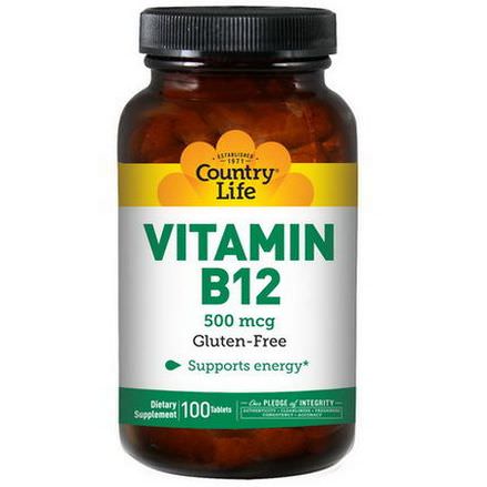 Country Life, Vitamin B12, 500mcg, 100 Tablets