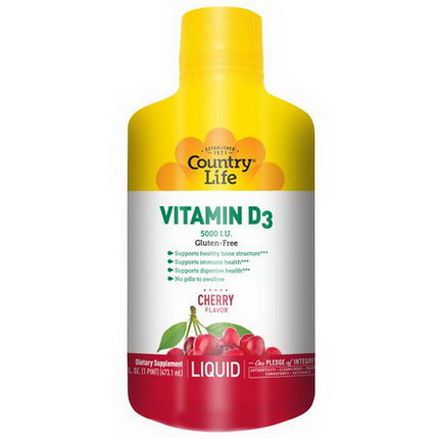 Country Life, Vitamin D3, Liquid, Cherry Flavor, 5,000 IU 473.1ml