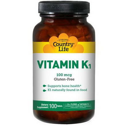 Country Life, Vitamin K1, 100mcg, 100 Tablets