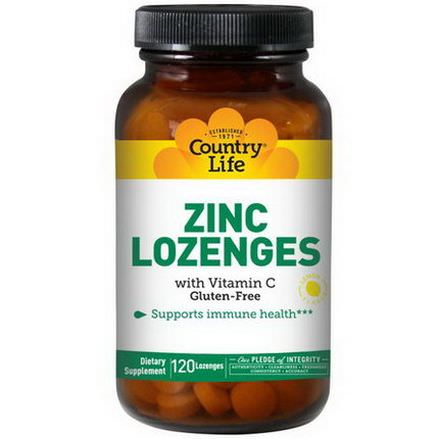 Country Life, Zinc Lozenges, With Vitamin C, Lemon Flavor, 120 Lozenges