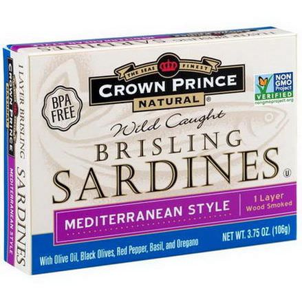 Crown Prince Natural, Brisling Sardines, Mediterranean Style 106g