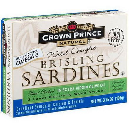 Crown Prince Natural, Brisling Sardines in Extra Virgin Olive Oil 106g