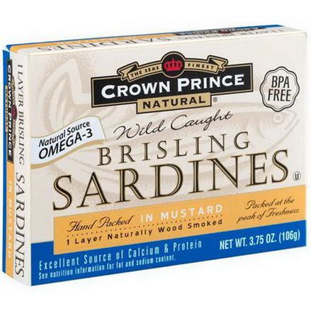 Crown Prince Natural, Brisling Sardines, in Mustard 106g