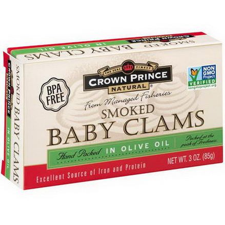 Crown Prince Natural, Smoked Baby Clams in Olive Oil 85g