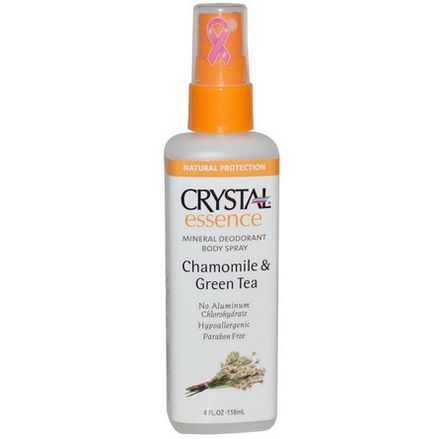Crystal Body Deodorant, Crystal Essence, Mineral Deodorant Body Spray, Chamomile&Green Tea 118ml