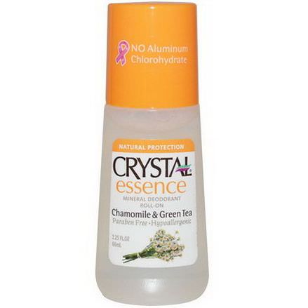 Crystal Body Deodorant, Crystal Essence, Mineral Deodorant Roll On, Chamomile&Green Tea 66ml