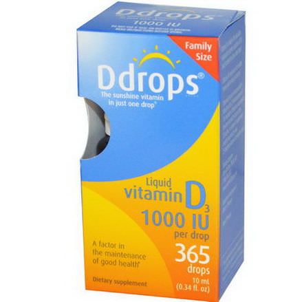 Ddrops, Liquid Vitamin D3, 1000 IU 10ml