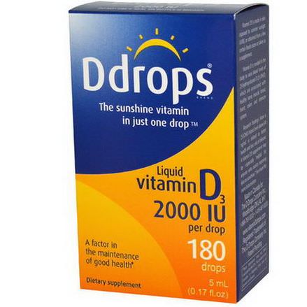 Ddrops, Liquid Vitamin D3, 2000 IU 5ml