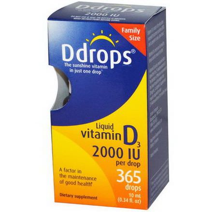 Ddrops, Liquid Vitamin D3, 2000 IU 10ml