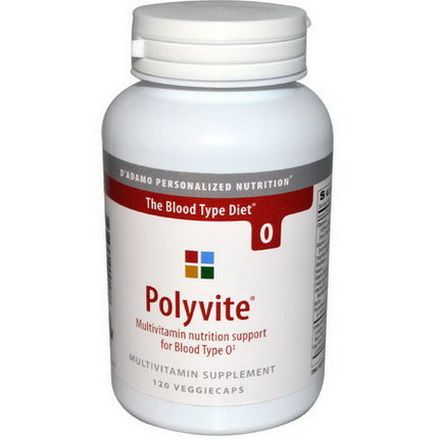 D'adamo, Polyvite, Multivitamin for Blood Type O, 120 Veggie Caps