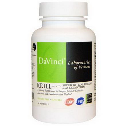 DaVinci Laboratories of Vermont, Krill+ with Supercritical Fish Oil&Astaxanthin, 60 Softgels