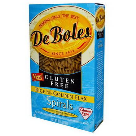 DeBoles, Rice Plus Golden Flax Pasta, Spirals, Gluten Free 226g