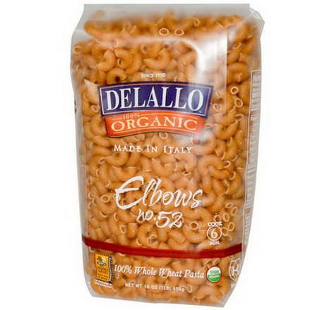 DeLallo, Elbows No. 52, 100% Organic Whole Wheat Pasta 454g