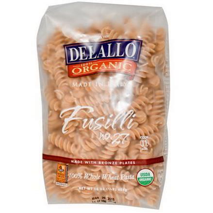 DeLallo, Fusilli No. 27, 100% Organic Whole Wheat Pasta 454g
