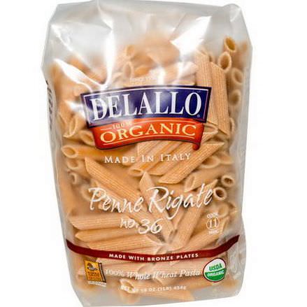 DeLallo, Penne Rigate No. 36, 100% Organic Whole Wheat Pasta 454g