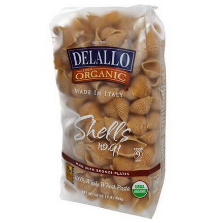 DeLallo, Shells No. 91, 100% Organic Whole Wheat Pasta 454g