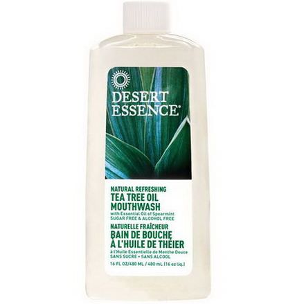 Desert Essence, Natural Refreshing Tea Tree Oil Mouthwash, Alcohol Free 480ml
