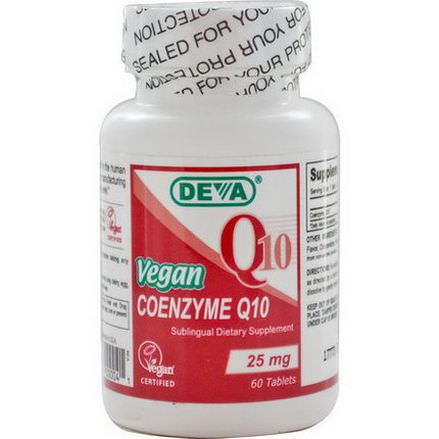 Deva, Q10, Vegan Coenzyme Q10, 25mg, 60 Tablets