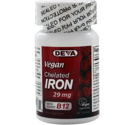 Deva, Vegan Chelated Iron, 29mg, 90 Tablets