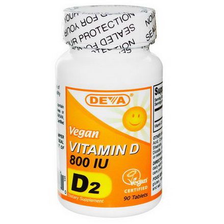 Deva, Vitamin D, Vegan, 800 IU, 90 Tablets