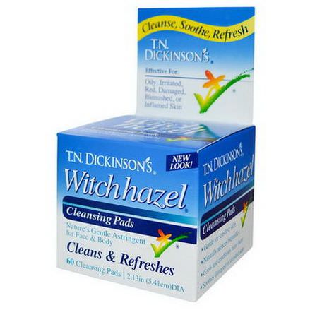 Dickinson Brands, T.N. Dickinson's Witch Hazel Cleansing Pads, 60 Pads 5.41 cm dia