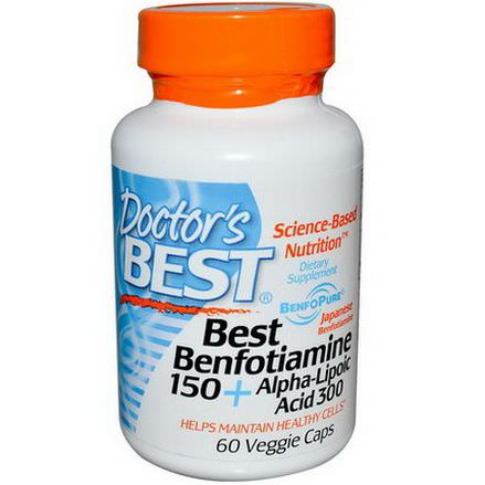 Doctor's Best, Best Benfotiamine 150 Alpha-Lipoic Acid 300, 60 Veggie Caps