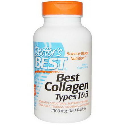 Doctor's Best, Best Collagen, Types 1&3, 1000mg, 180 Tablets