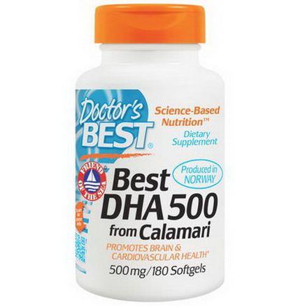 Doctor's Best, Best DHA 500, from Calamari, 500mg, 180 Softgels