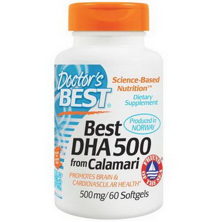 Doctor's Best, Best DHA 500, from Calamari, 500mg, 60 Softgels