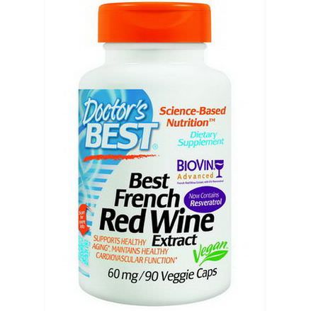 Doctor's Best, Best French Red Wine Extract, 60mg, 90 Veggie Caps