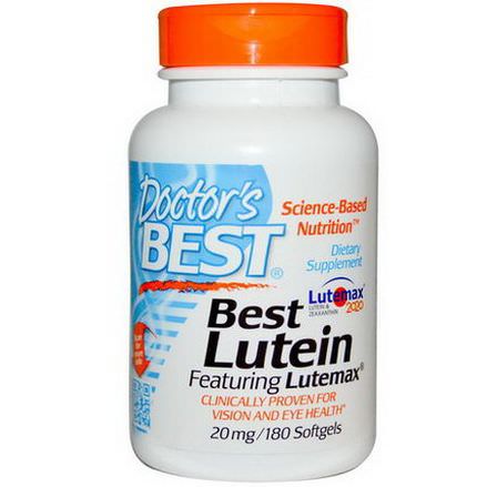 Doctor's Best, Best Lutein, Featuring Lutemax, 20mg, 180 Softgels