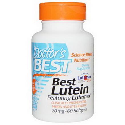 Doctor's Best, Best Lutein, Featuring Lutemax, 20mg, 60 Softgels