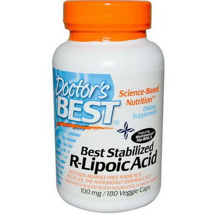 Doctor's Best, Best Stabilized R-Lipoic Acid, 100mg, 180 Veggie Caps