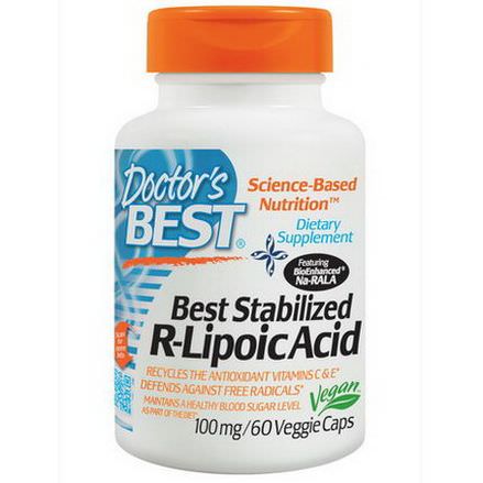 Doctor's Best, Best Stabilized R-Lipoic Acid, 100mg, 60 Veggie Caps