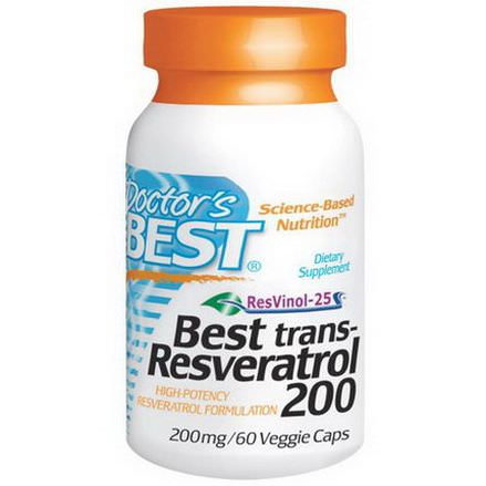 Doctor's Best, Best Trans-Resveratrol 200, 200mg, 60 Veggie Caps