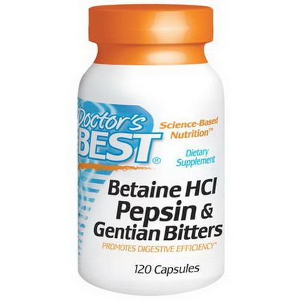 Doctor's Best, Betaine HCL Pepsin&Gentian Bitters, 120 Capsules