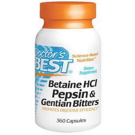 Doctor's Best, Betaine HCl, Pepsin&Gentian Bitters, 360 Capsules