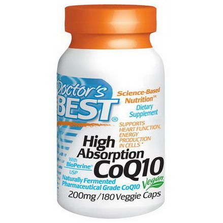 Doctor's Best, High Absorption CoQ10, 200mg, 180 Veggie Caps