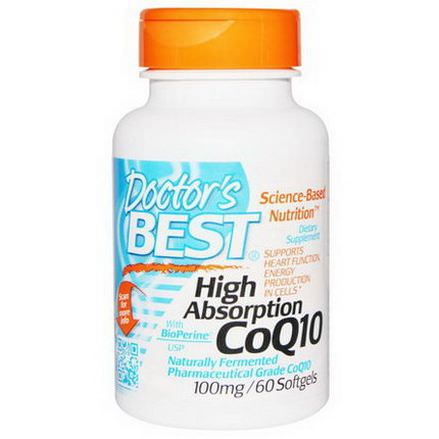 Doctor's Best, High Absorption CoQ10, with BioPerine, 100mg, 60 Softgels