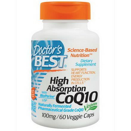 Doctor's Best, High Absorption CoQ10, with BioPerine, 100mg, 60 Veggie Caps