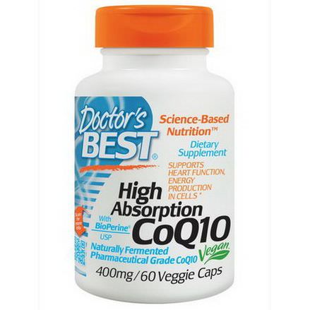 Doctor's Best, High Absorption CoQ10, with BioPerine, 400mg, 60 Veggie Caps