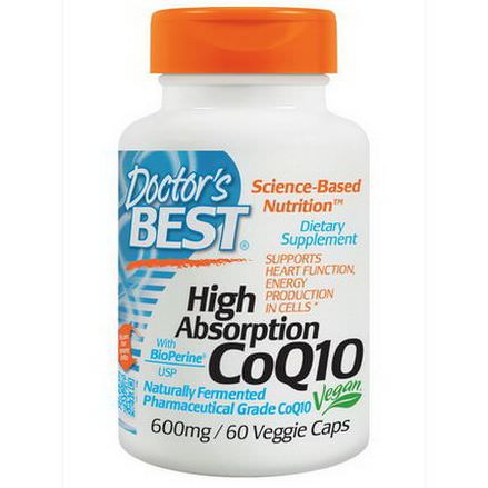 Doctor's Best, High Absorption CoQ10, with BioPerine, 600mg, 60 Veggie Caps
