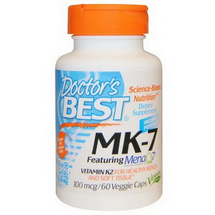 Doctor's Best, MK-7, Featuring MenaQ7 Natural Vitamin K2, 100mcg, 60 Veggie Caps