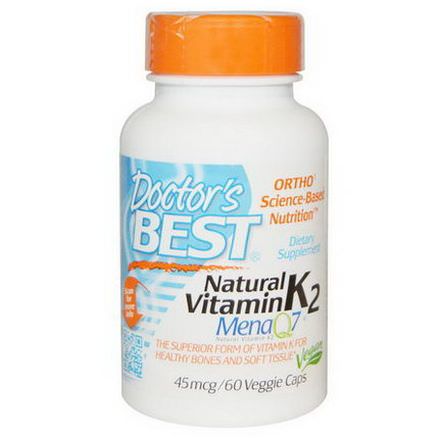 Doctor's Best, Natural Vitamin K2, 45mcg, 60 Veggie Caps