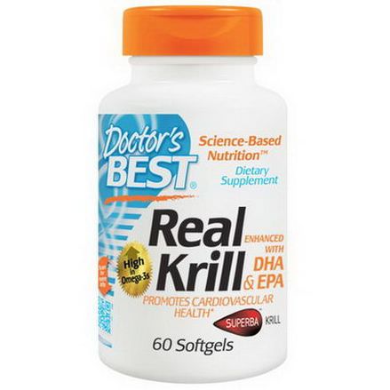 Doctor's Best, Real Krill, Enhanced with DHA&EPA, 60 Softgels