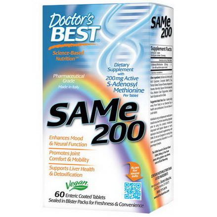 Doctor's Best, SAMe 200, 60 Enteric Coated Tablets