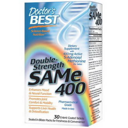 Doctor's Best, SAMe 400, Double-Strength, 30 Enteric Coated Tablets
