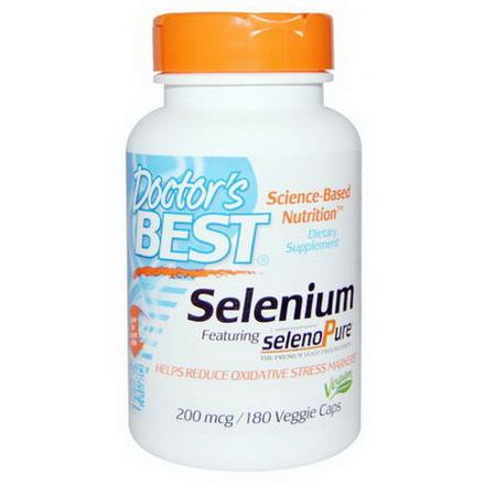 Doctor's Best, Selenium Featuring SelenoPure, 200mcg, 180 Veggie Caps