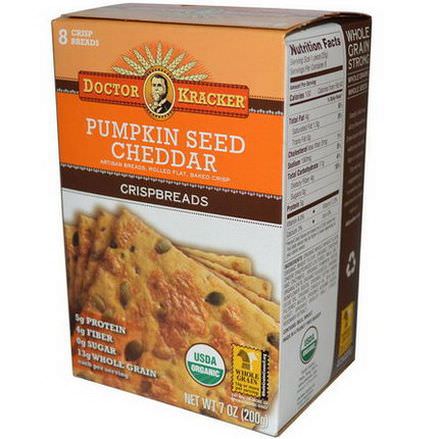 Dr. Kracker, Pumpkin Seed Cheddar Crispbreads, 8 Crisp Breads 200g