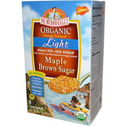 Dr. McDougall's, Organic Instant Oatmeal, Light, Maple Brown Sugar, 8 Packets 38g